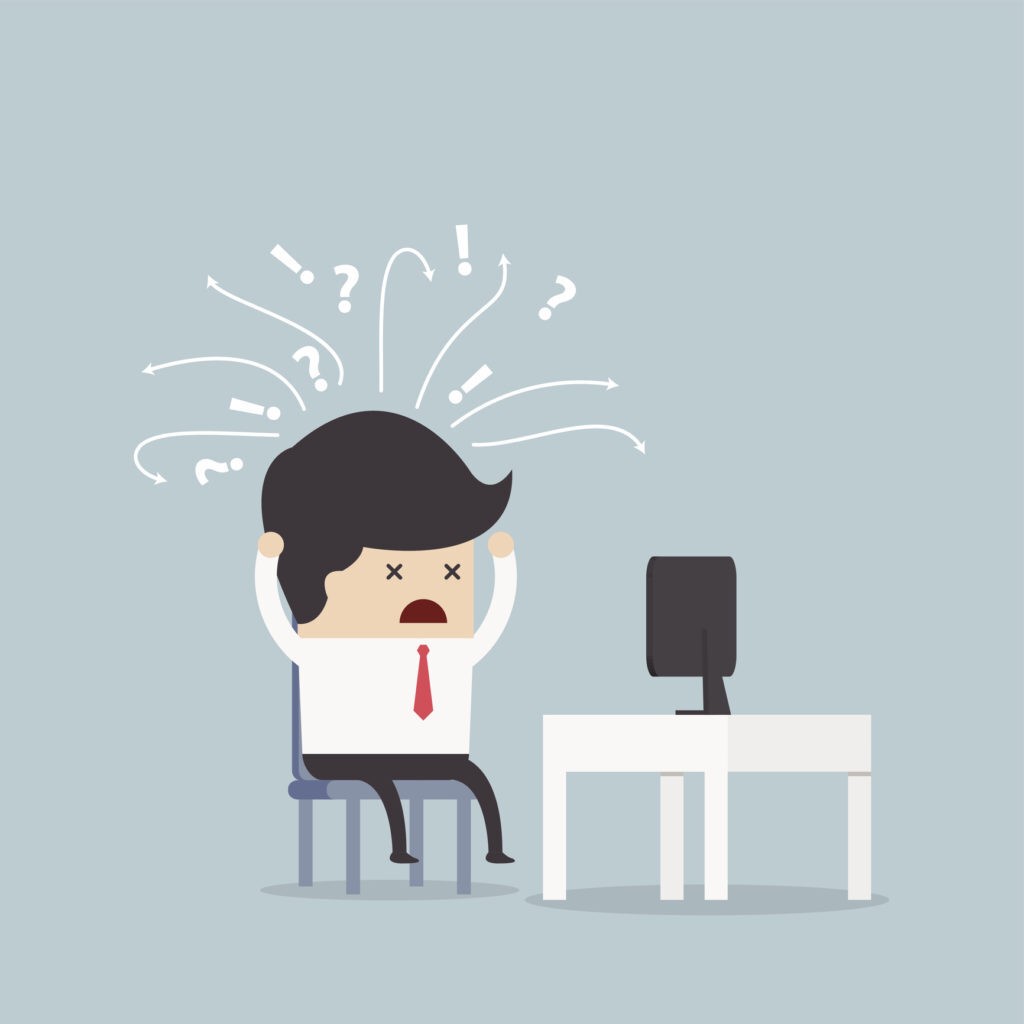 Illustration of a man at his computer freaking out