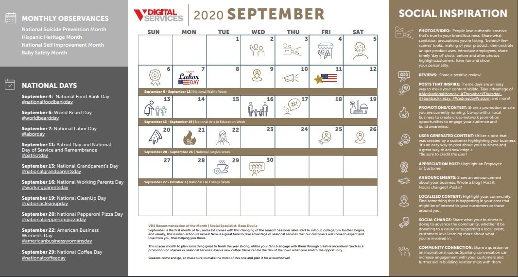 September social media calendar