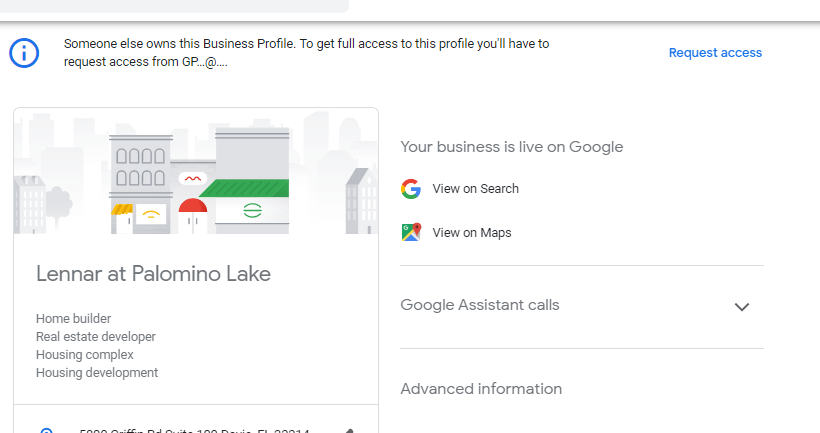 email hint in Google Business Profile