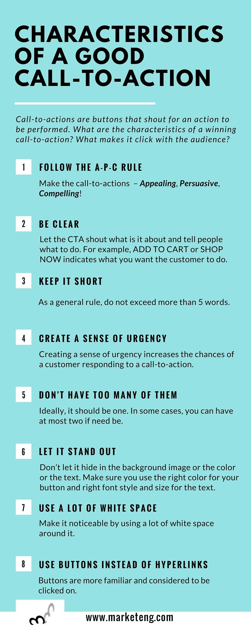 V Digital Services - How to Get More Website Traffic Without Paid Media: Characteristics of a Good CTA Infographic