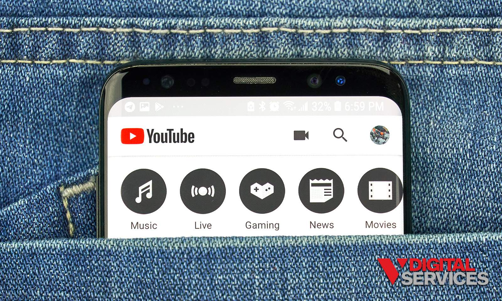 YouTube app on a phone