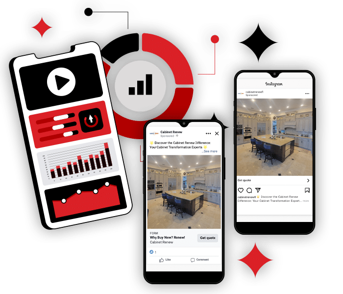 hero overlay vector social media data concept with 2 socmedia ad examples