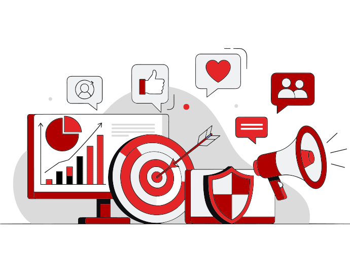 vector art of various elements depicting effective strategies for marketing your white label services