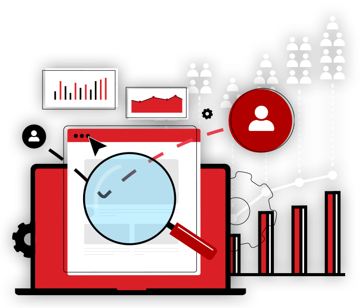 hero overlay prospect hub user data mining concept vector art