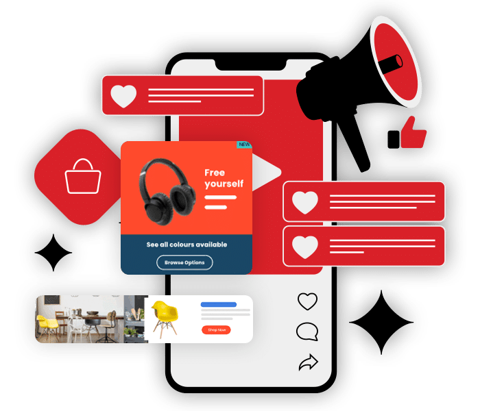 hero overlay programmatic display ads on a mobile device