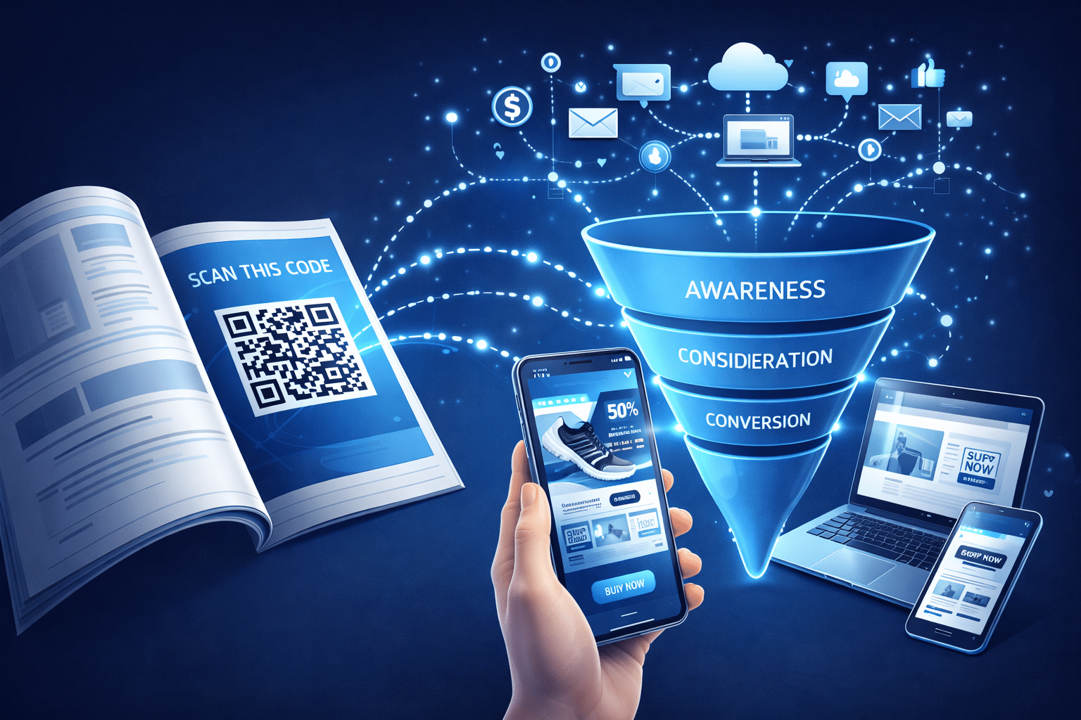 omnichannel marketing funnel with devices