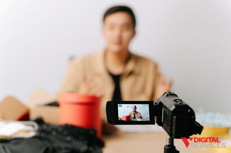 Content creator filming a YouTube video