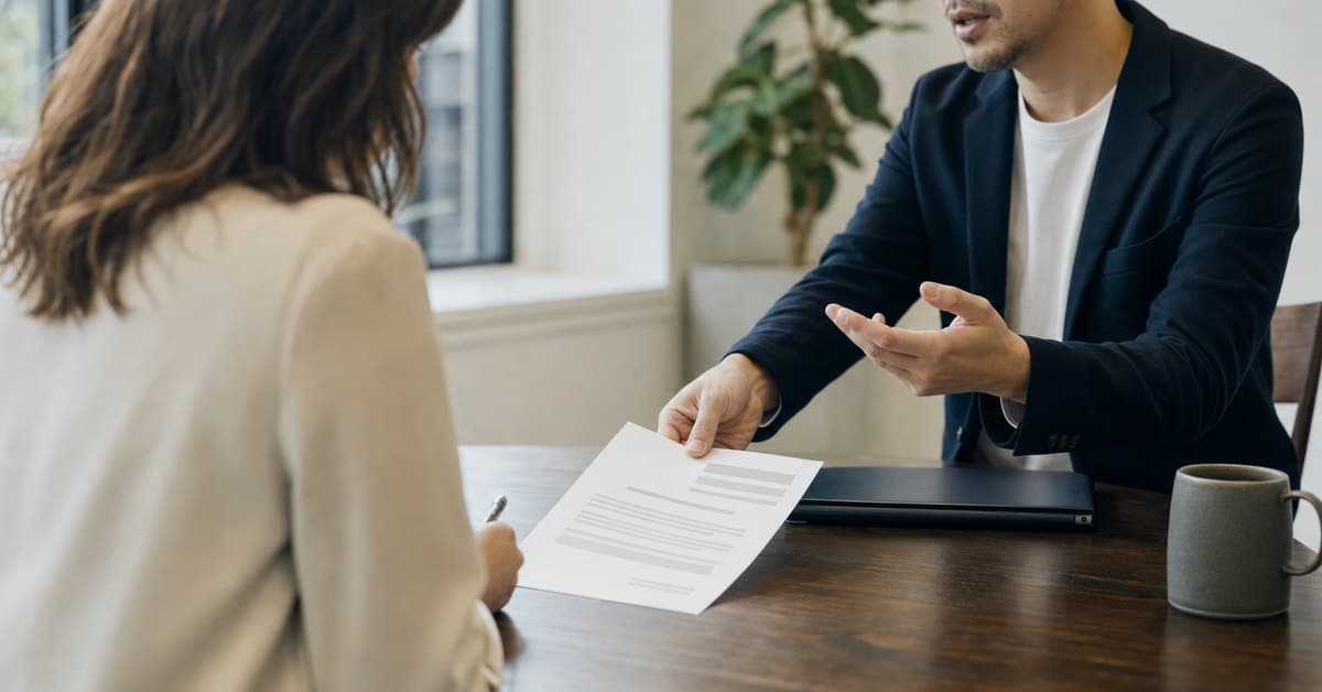 An agency presenting a local SEO proposal across a meeting table to a business owner, V Digital Services